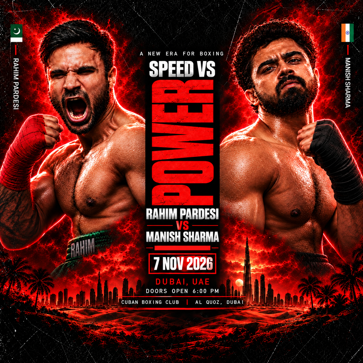 War In The Desert fight card, Dubai